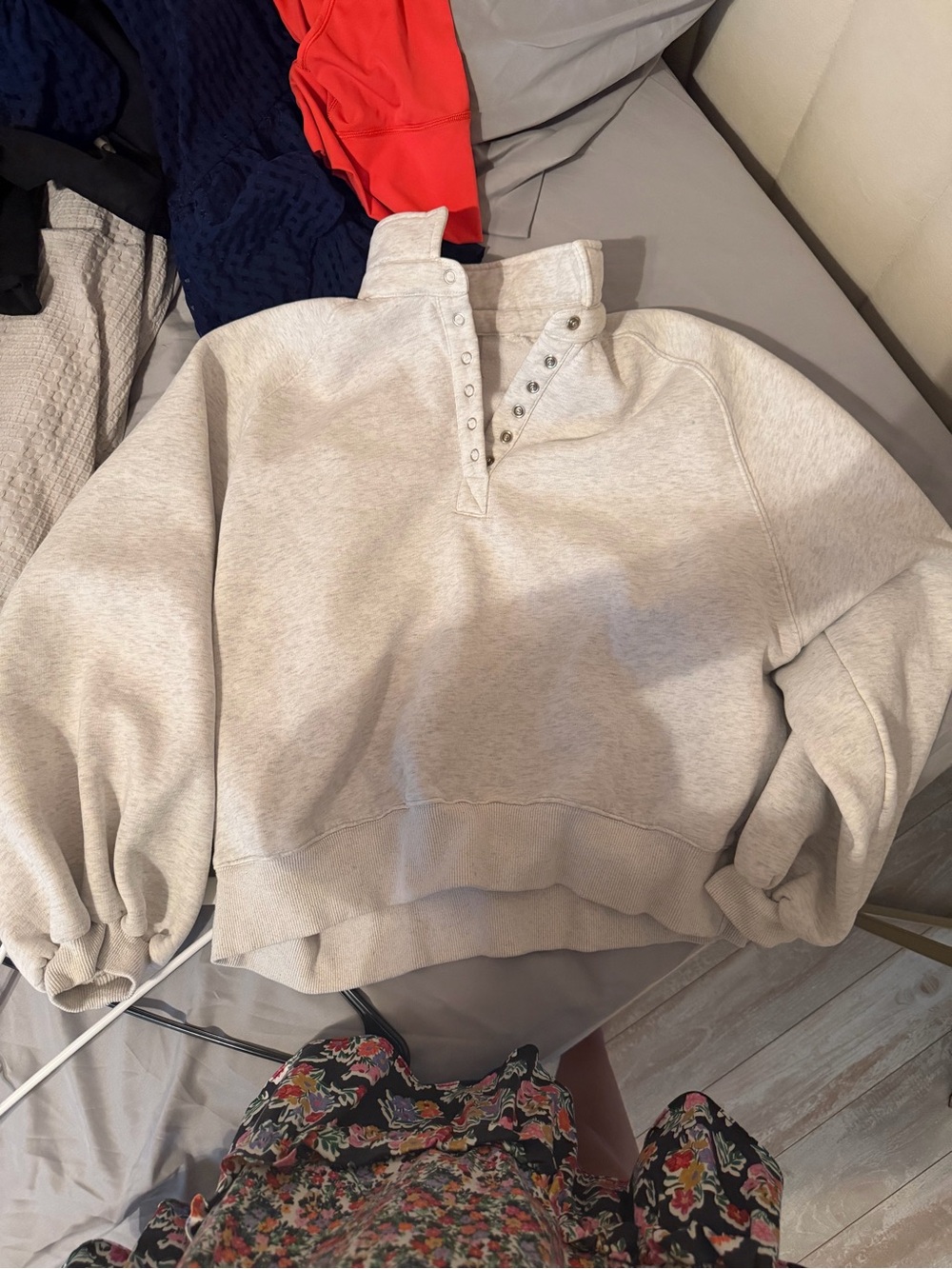 Altard state Light Gray Snap-Front Women's Sweatshirt Sweater